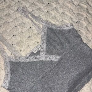 Brandy Melville Heather Gray Lace Tank Top